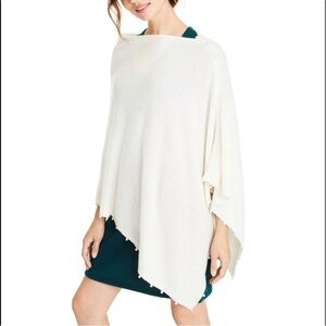 Cashmere Asymmetrical Poncho with faux pearls NWT
